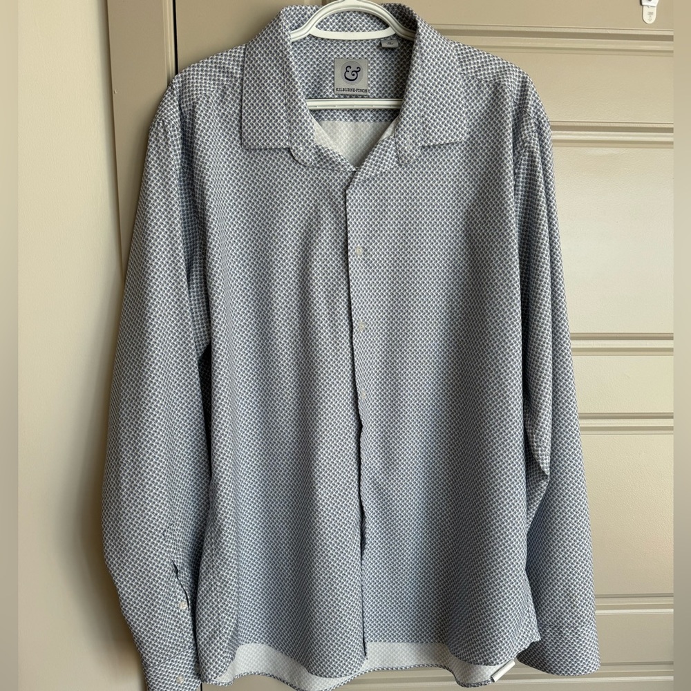 Kilburne-Finch Men’s Long-sleeve Button-Down, Blue Paisley - Sz XL